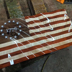 Made with padauk and maple with walnut union, can be a stained blue union also